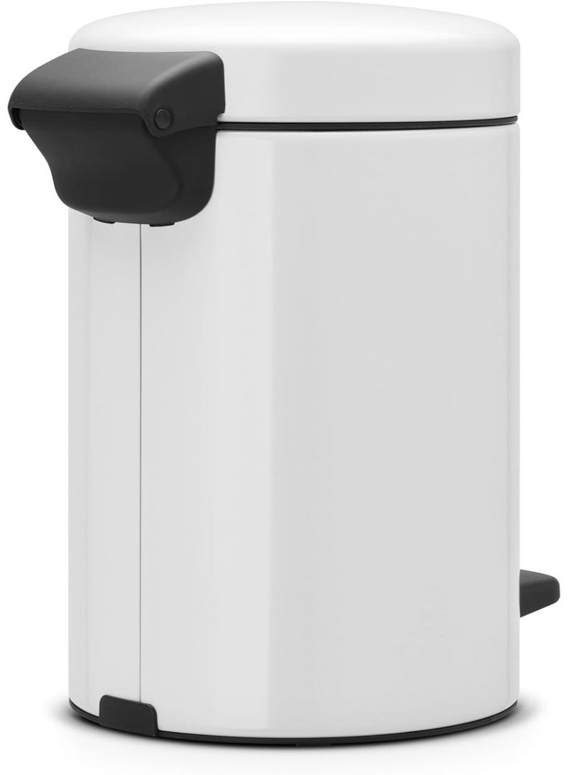 Brabantia 112126 NewIcon Pedal Bin with Plastic Inner Bucket, 3 Litre, White - Image 2